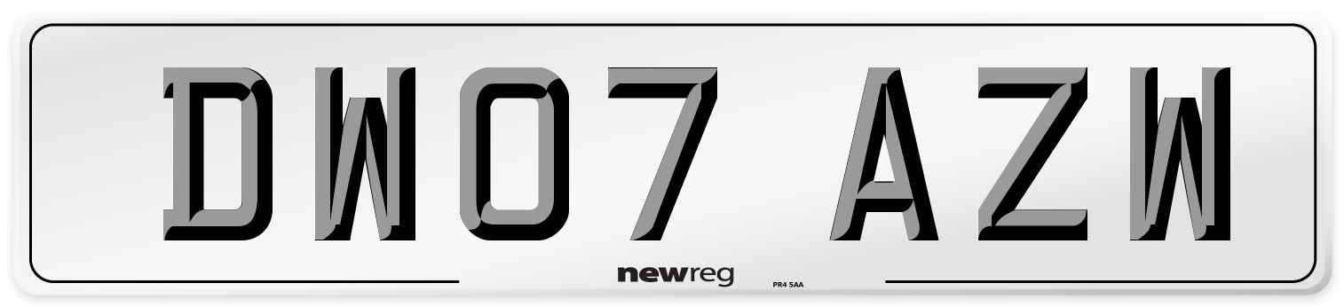 DW07 AZW Number Plate from New Reg